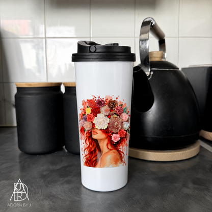 Taza de café con diseño floral